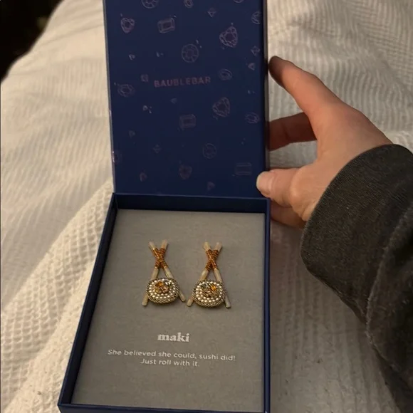 New in box Baublebar sushi Earrings with Intricate Filigree Design - Picture 3 of 4